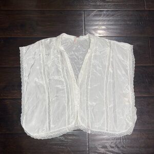 Free People Beach Sheer White Lace Top Size XS Boho Hippie Coachella Festival